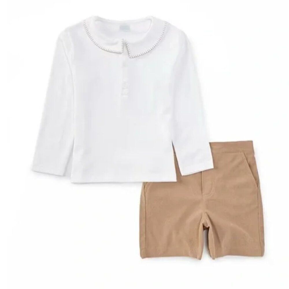 Edgehill Collection Knit Long Sleeve Top & Corduroy Shorts Set size 7 NWT